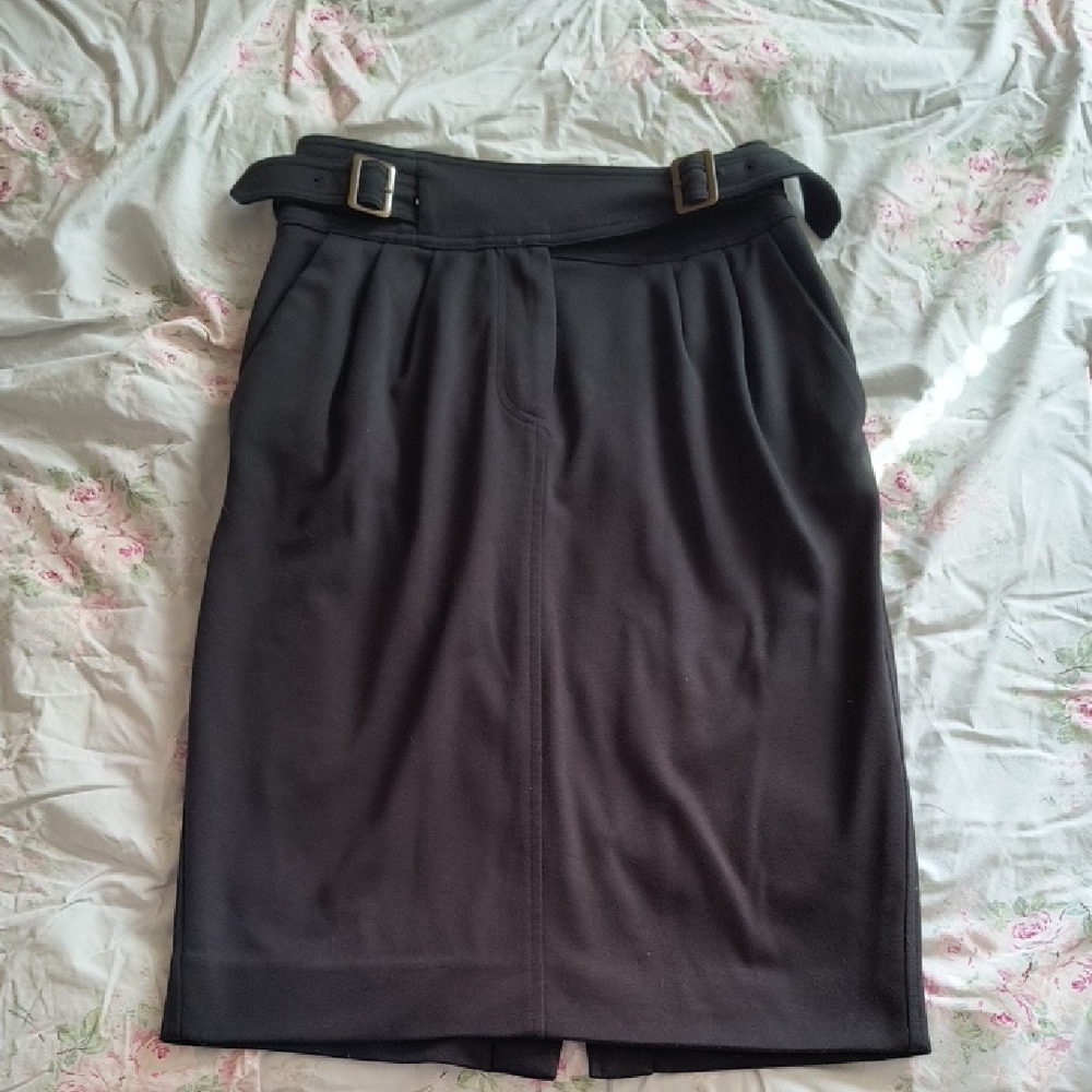 Anthropology Maeve Black Pencil Skirt Buckles - Picture 1 of 5